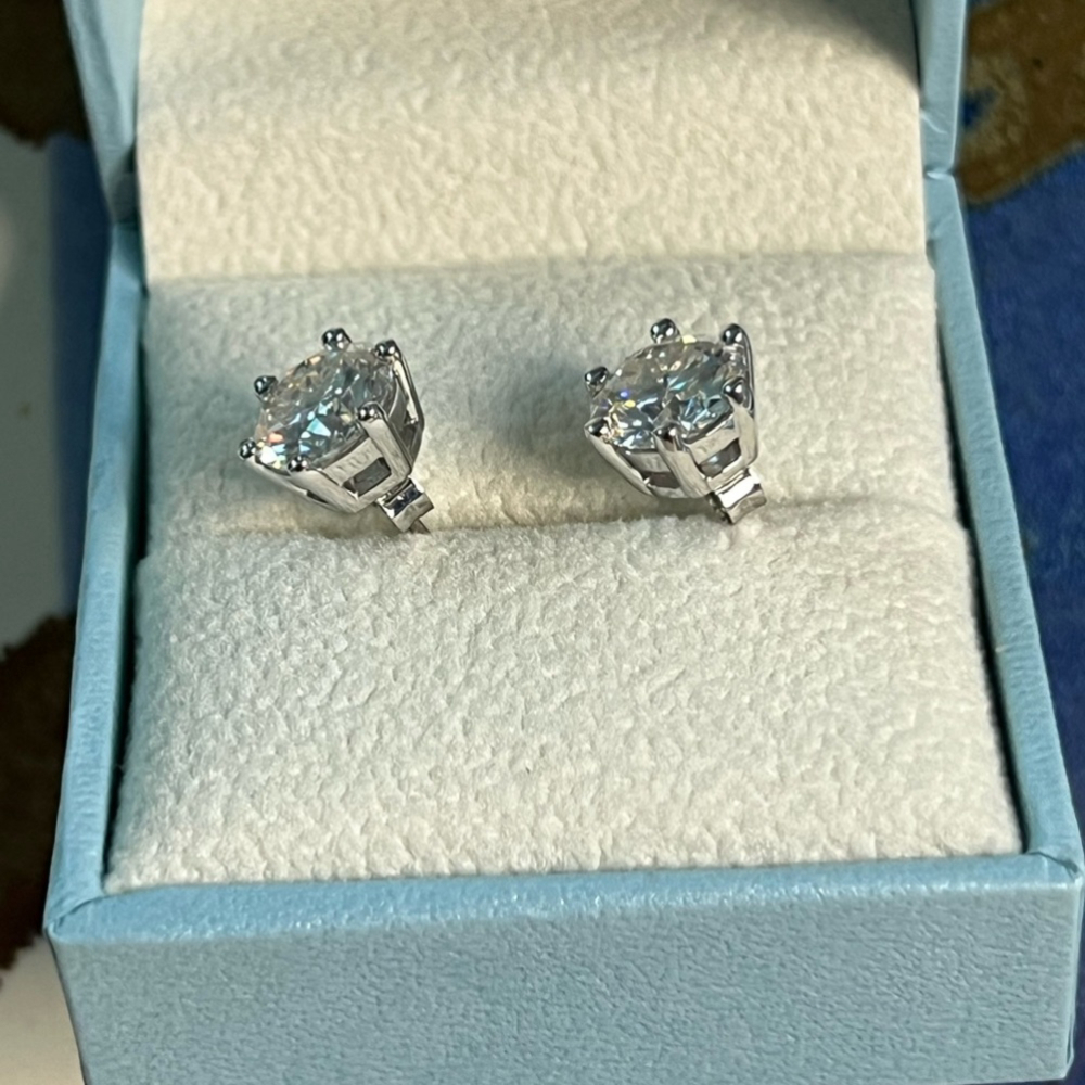 Diamond 4 ct tw round brilliant cut lab grown stud diamond earrings certified - Picture 5 of 12
